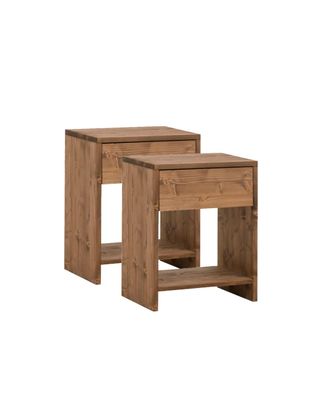 Deco Wood Pack de 2 mesitas de noche de madera marr&oacute;n oscuro 60x40cm
