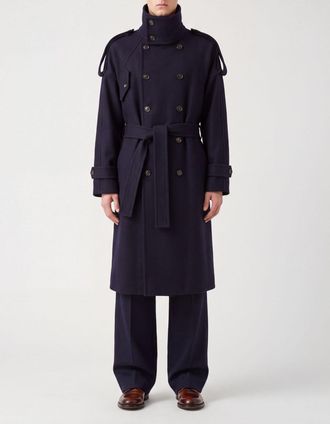 Ferragamo Trench doppiopetto in lana vergine e cashmere con cintura