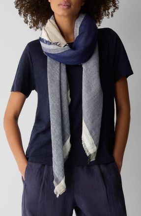 Eileen Fisher Colorblock Scarf in Ink at Nordstrom