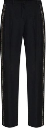 Versace Crisp Crease Broek met Studs - Dames - Straight fit broeken - Zwart - S - Wol - Broeken