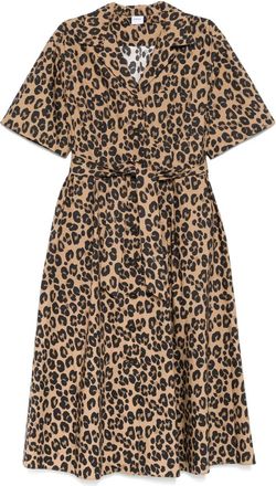 Aspesi Abito midi con stampa leopardata - Marrone