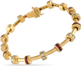 Charles Krypell 18K Yellow Gold 1.0ct Diamond and Ruby Bracelet CK07-122325