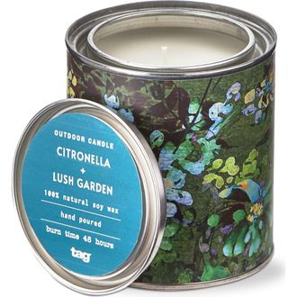 Tag Garden Citronella Candle Floral Print Tin 48 Hour Burn in Green at Nordstrom