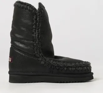 Mou Eskimo Black Nubuck Ankle Boots with Exposed Stitching and Wool Lining