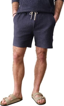 Marine Layer Portola Beach 6-Inch Organic Cotton Twill Drawstring Shorts in Navy/White at Nordstrom, Size X-Large