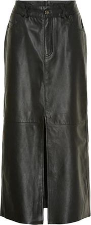 Notyz Lange Rok Skind 11308 - Dames - Leren & Su&egrave;de rokken - Zwart - M - Leer - Rokken