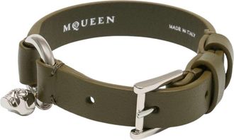 Alexander McQueen Skull Ring Bracelet - Heren - Armbanden - Groen - ONE Size - Leer - Accessoires