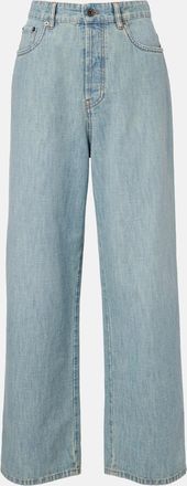 Miu Miu Jeans a gamba larga in chambray