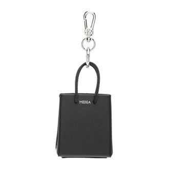 Medea Keyrings, female, Black, Size: ONE SIZE Black Leather Logo Keychain