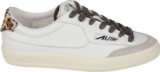 Autry Windscape Low White Leather Leopard Suede Accent Sneakers