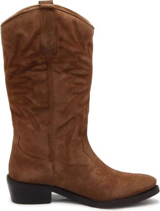 Emanuelle Vee Adel Geborduurde Buislaarzen - Dames - Cowboylaarzen - Bruin - 36 EU - Schoenen