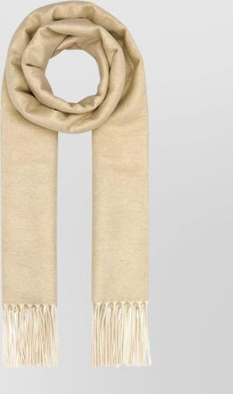 Prada sand silk blend scarf with fringe detail