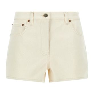 Valentino Garavani Denim Shorts, female, Beige, Size: W30 Vgold Shorts