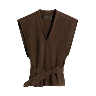 Christophe Lemaire V-neck Knitwear, female, Brown, Size: M V-neck Top