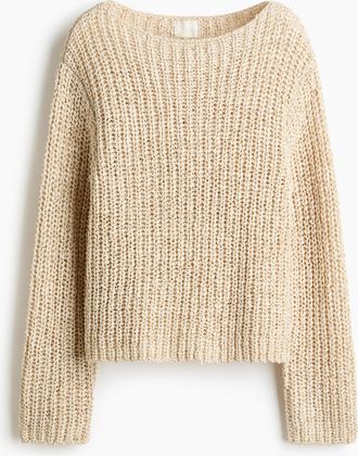 H&M Pullover mit U-Boot-Ausschnitt - Hellbeige