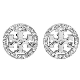 Tory Burch Pav&eacute; Stud Oorbellen - Dames - Oorbellen - Grijs - ONE Size - Accessoires