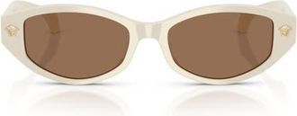 Versace 54mm Cat Eye Sunglasses in White Talc /Dark Brown at Nordstrom