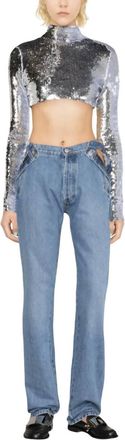 Coperni High Rise Straight Leg Jeans In Blue