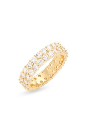 Nordstrom Wide Cubic Zirconia Eternity Ring in Clear- Gold at Nordstrom, Size 7