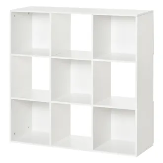 HOMCOM Homcom - Estanter&iacute;a Librer&iacute;a 3 Niveles Armario De Almacenamiento Madera 9 Cubos