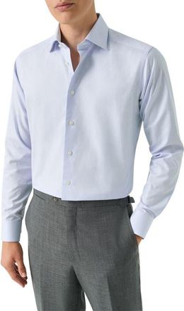 Eton Slim Fit Signature Twill Houndstooth Button-Up Shirt in Light Blue at Nordstrom, Size 14.5