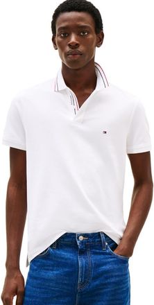 Tommy Hilfiger Mens Short Sleeve Casual Polo Shirts in Regular Fit, Available in Big and Tall, White, XL
