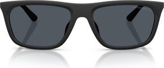 Emporio Armani 57mm Pillow Sunglasses in Matte Black /Dark Grey at Nordstrom