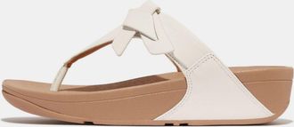 FitFlop Fitflop Womens Fit Flop Lulu Folded-Knot Leather Toe-Post Sandals in White - Size UK 5