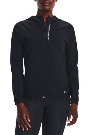 Under Armour Outrun the Storm Water Resistant Hooded Jacket in Black /Reflective at Nordstrom, Size X-Small