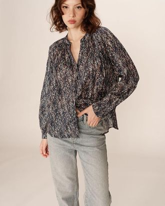 Grace & Mila Blouse met lange mouwen en abstracte print, PLATANE
