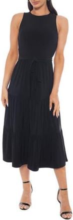 Tash And Sophie Tiered Midi Dress in Black at Nordstrom Rack, Size X-Large