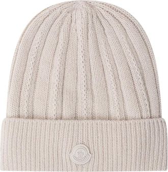 Moncler Off White Textured Beanie Cap