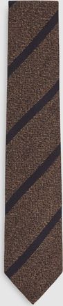 Reiss Chocolate Brown Wool-silk Striped Tie