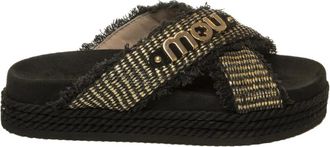Mou Sandaal van gevlochten raffia - Dames - Sandalen - Zwart - 38 EU - Schoenen