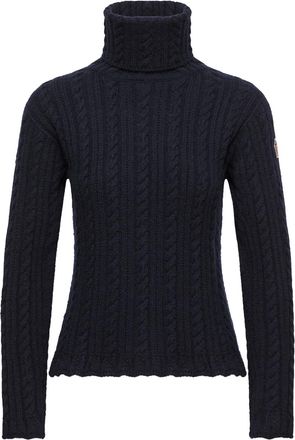 Moncler Moncler Cable Knit Wool Blend Turtleneck, Women, Blue, Size: L