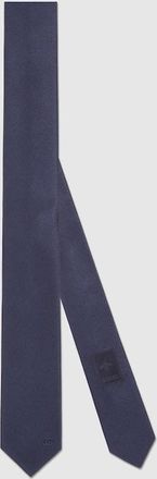 Gucci Silk Tie With Double G Detail, Blue, Silk