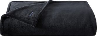 Nautica Solid Black Ultra Plush Soft King Blanket