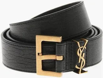 Saint Laurent Leather Belt CASSANDRA With 30mm Branded Loop size 65