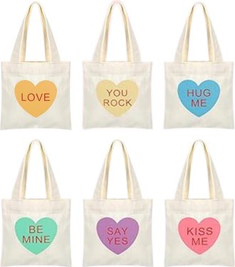 Generic Tote Bag Canvas, Valentine Conversation Heart Handbag - Valentines Heart Canvas Bags - for Girls Women Girlfriend School Shopping Travel Beach Party