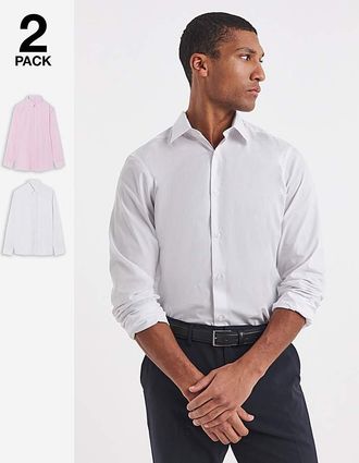 Jacamo 2 Pack Long Sleeve Formal Shirts