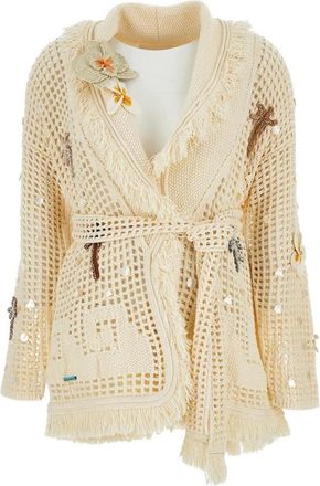 Alanui Cardigans, female, Beige, S, Where the Waves Begin Cardigan