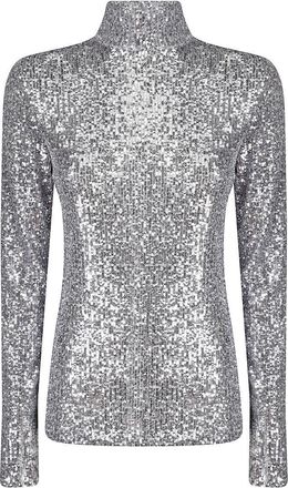 Paco Rabanne High-Neck Long-Sleeved Jersey Top With Sequin Embellishments