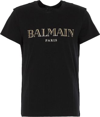 Balmain Logo Embossed Cotton T Shirt, Size Small