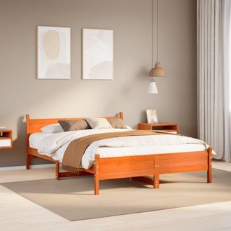 Berkfield Home Bed Frame without Mattress Wax Brown 140x200 cm Solid Wood Pine