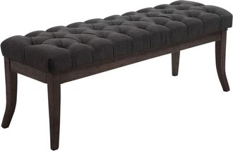 Clp Banco con patas de madera y asiento en Tela Gris oscuro