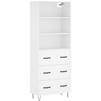 vidaXL Aparador Alto Madera Contrachapada Blanco 69,5x34x180 Cm Vidaxl
