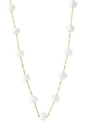 Effy 14K Yellow Gold Freshwater Pearl Station Necklace in White at Nordstrom Rack