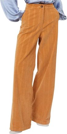 Silvian Heach High-Waisted Gestreepte Broek - Dames - Wijde Broeken - Oranje - S - Katoen - Broeken