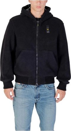 Blauer Hoodies & sweatvesten, Heren, Zwart, M, Polyester, Hooded Blazer met Rits en Voorzakken