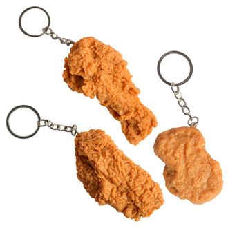 Generic 3 Pcs Imitation Food Keychain, Cute Fried Chicken Leg Nuggets Wing Nugget, Creative Fun Accessories, Handbag Purse Car Keyring Gifts